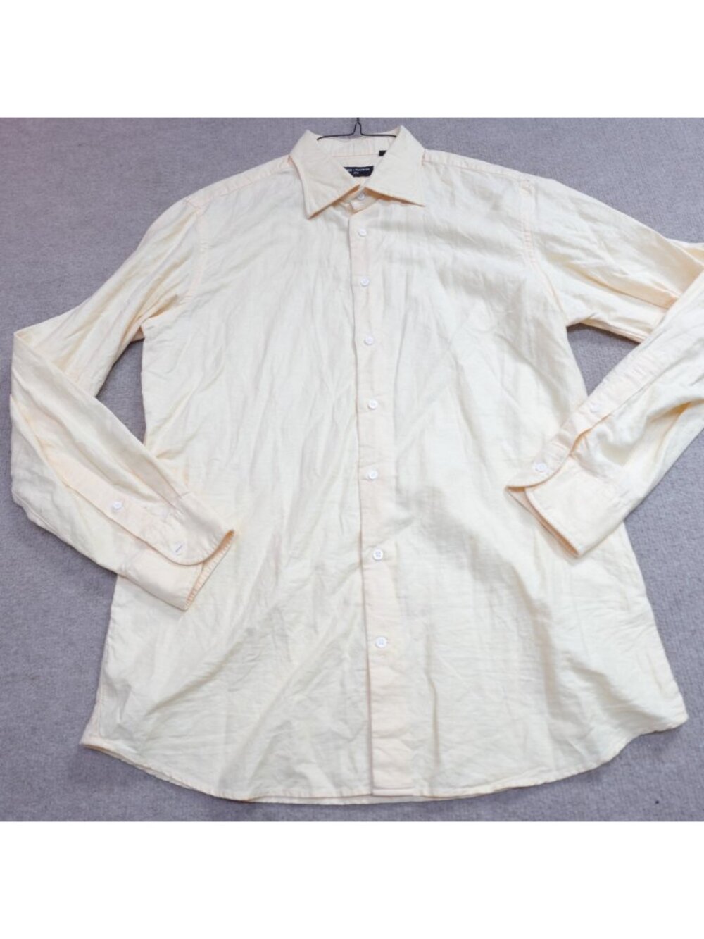 Spier & Mackay Shirt Large 16.5 Yellow Solid Linen Blend Slim